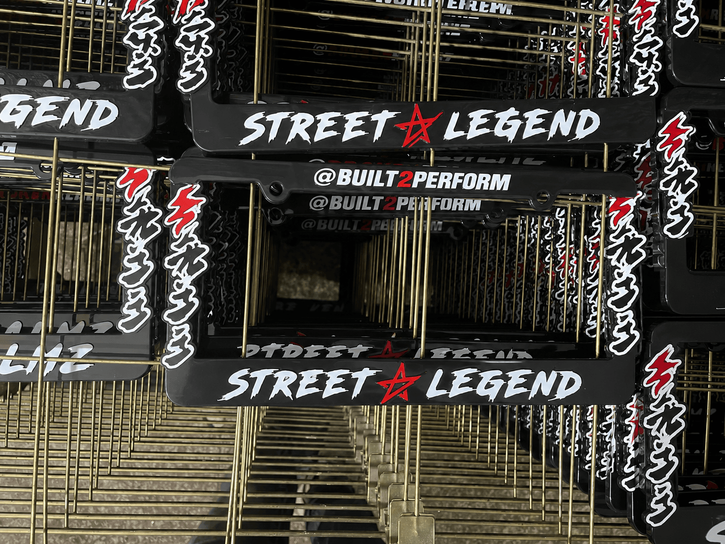 Custom license plate frame logo inspection